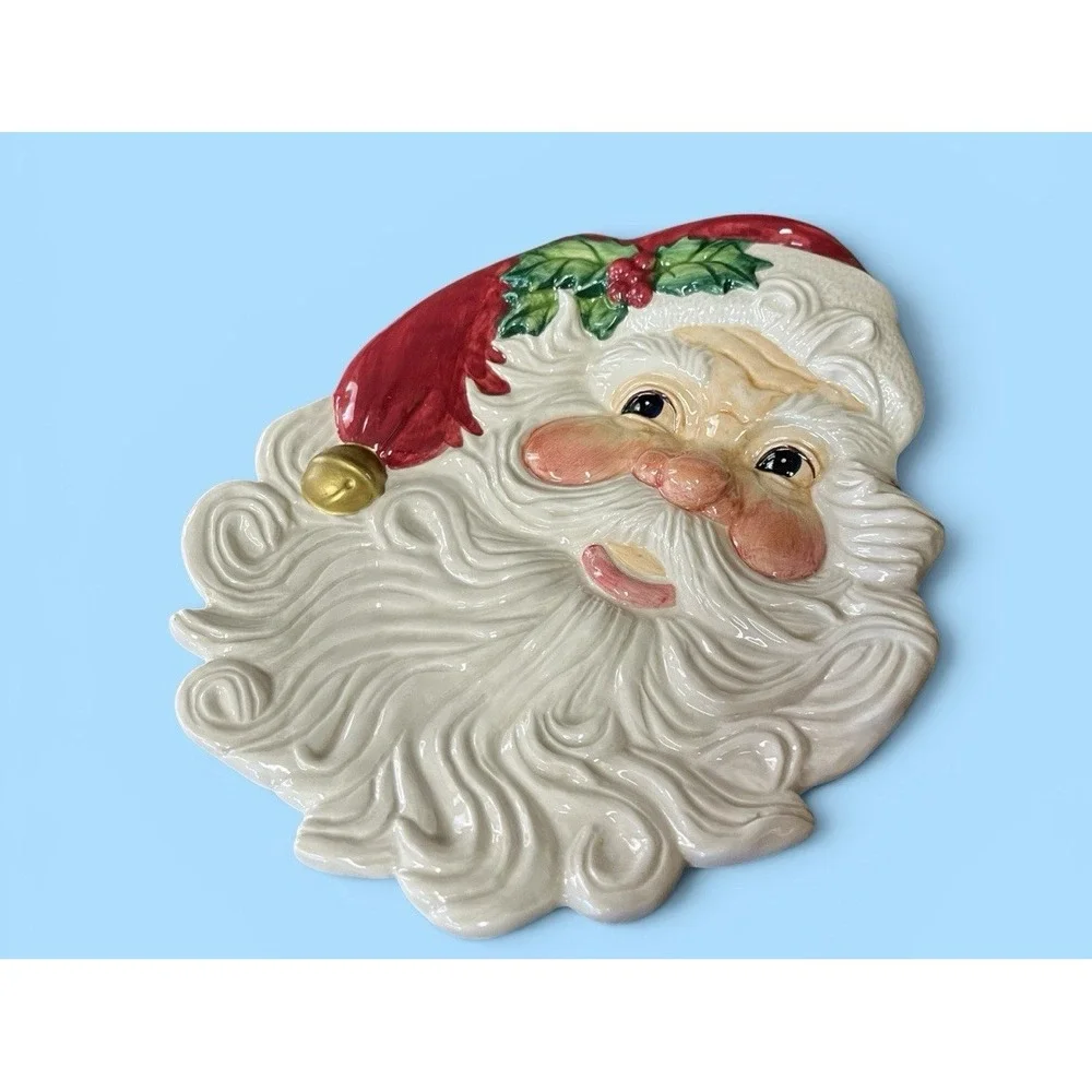Fitz & Floyd Omnibus Santa Claus Canape Snack Desert Cookie Plate‎ Vintage Xmas